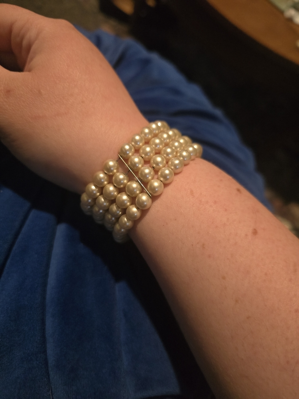 Vintage 1950s Pearl Wire Cuff Bracelet